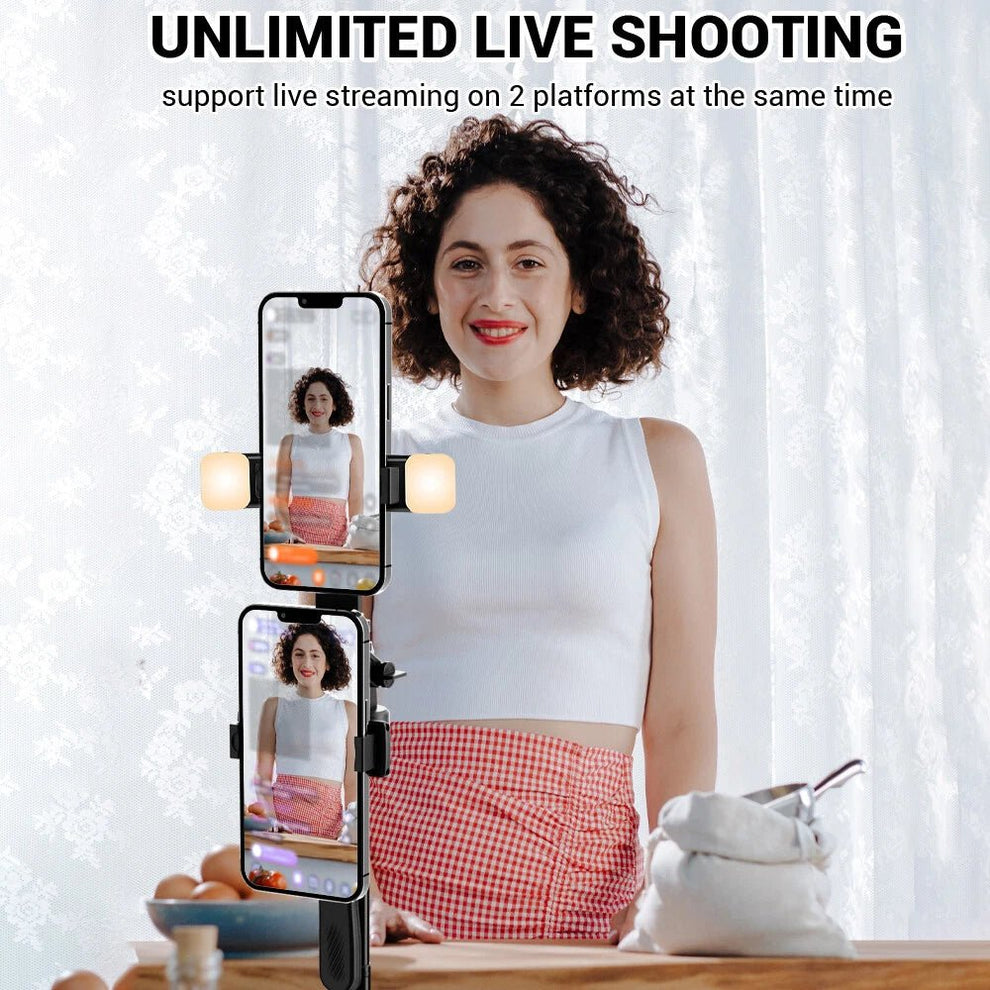 360° rotating pan-tilt selfie stick tripod