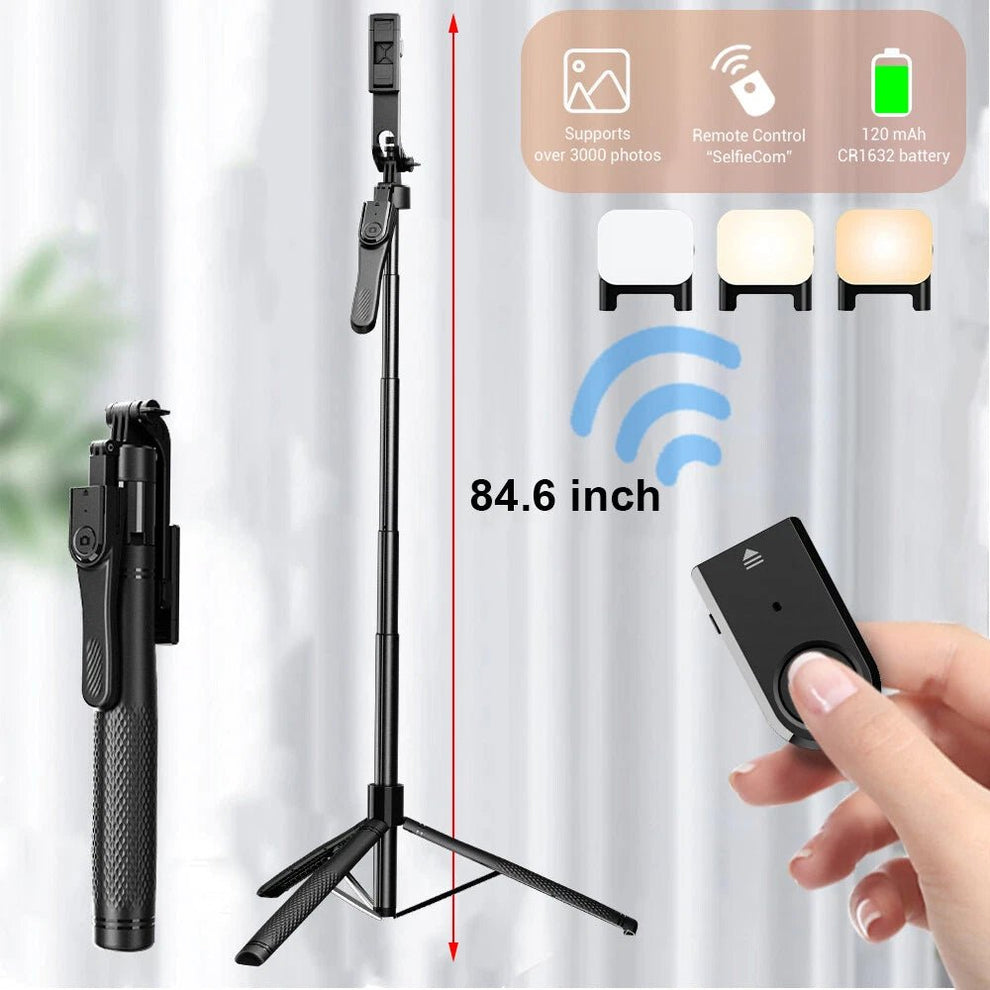 360° rotating pan-tilt selfie stick tripod