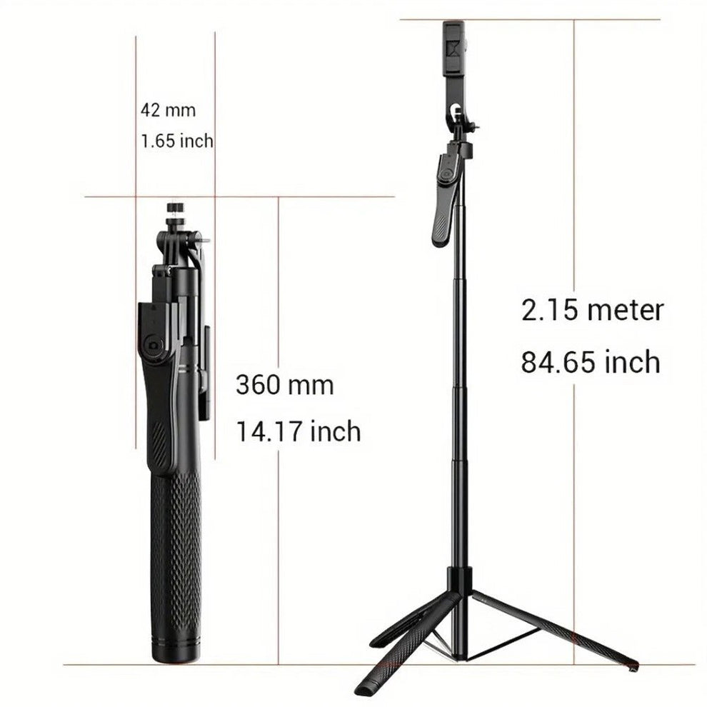 360° rotating pan-tilt selfie stick tripod