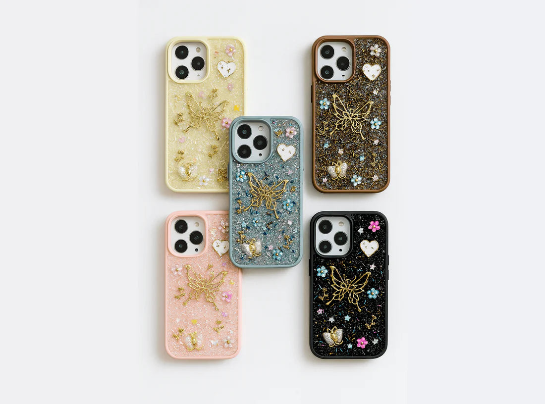 3d butterfly glitter rhinestone soft silicone iphone case