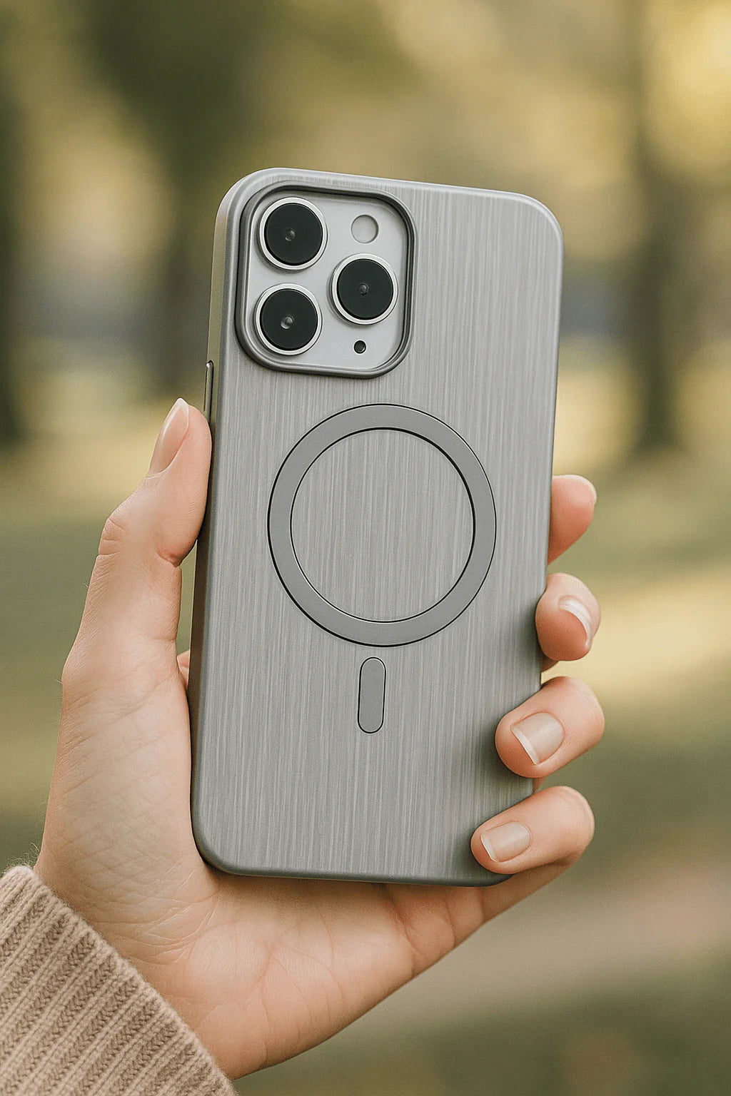 magsafe-compatible wood texture phone case