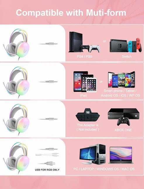 rainbow gaming headphones