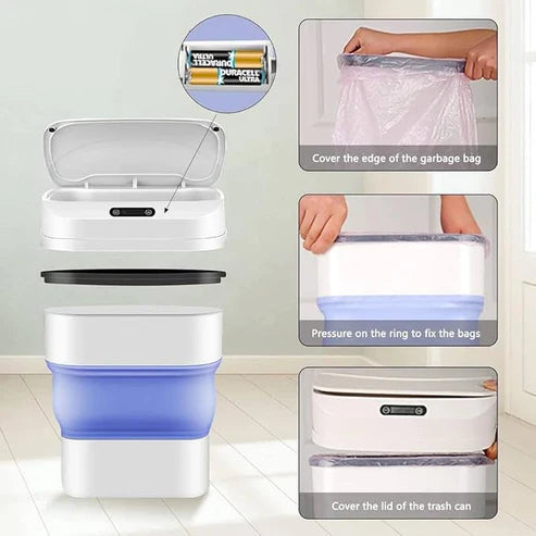 smart sensor folding infrared trash can