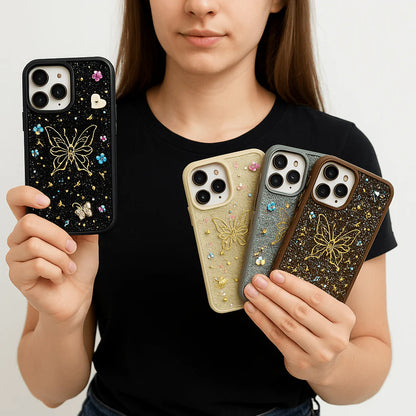3D Butterfly Glitter Rhinestone Soft Silicone iPhone Case