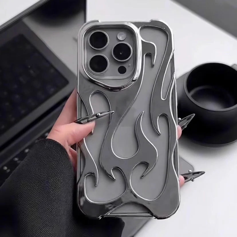 blazing flame metal iphone case