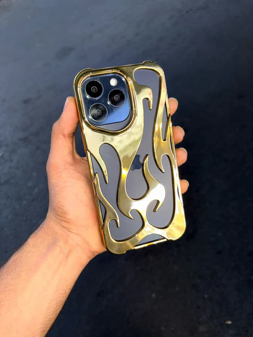 blazing flame metal iphone case