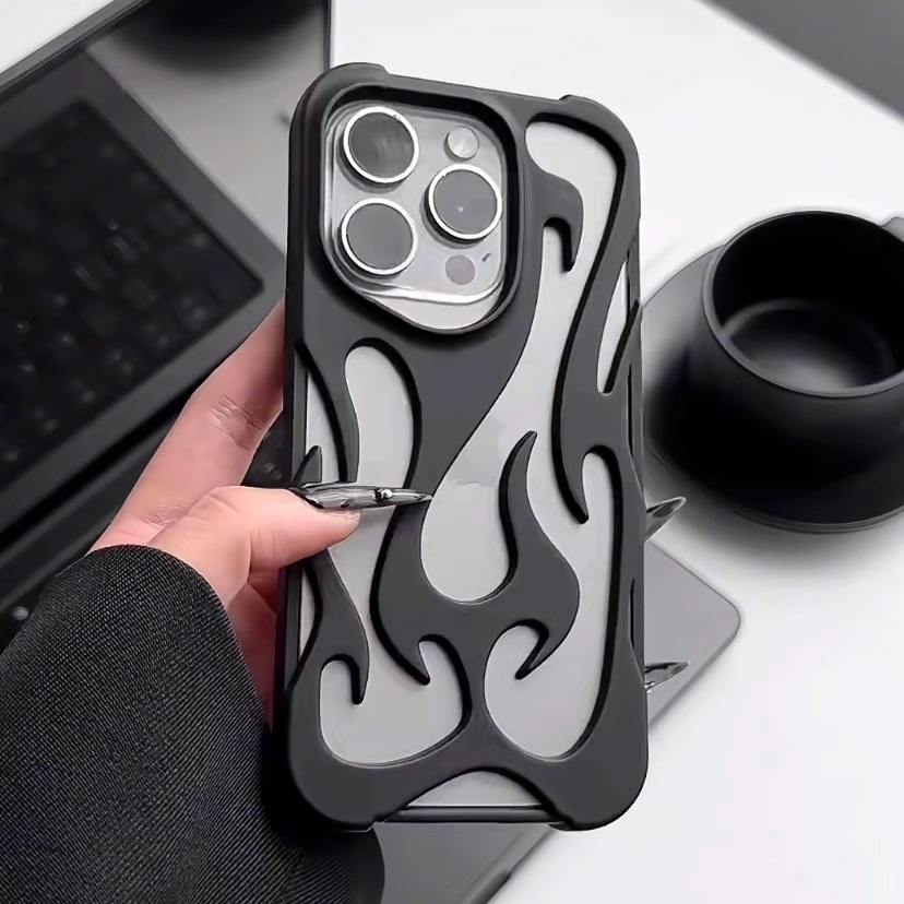 blazing flame metal iphone case
