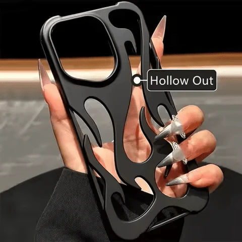 blazing flame metal iphone case