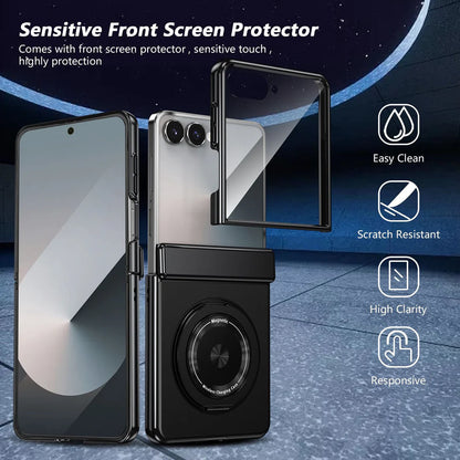 Magnetic Ring Kickstand Case with Tempered Glass