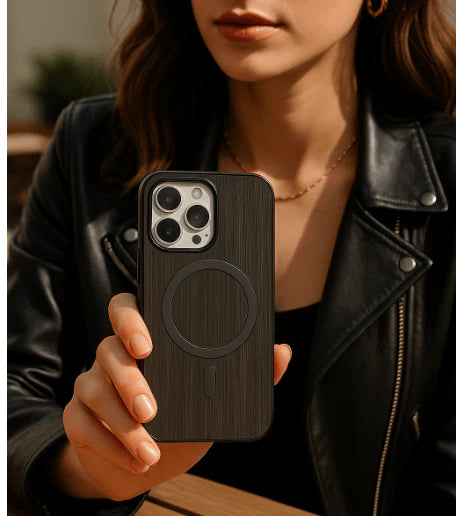 magsafe-compatible wood texture phone case